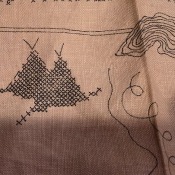 Vintage Linen Stamped X-Stitch Sampler: The History of Transportation - Picture 9 of 11